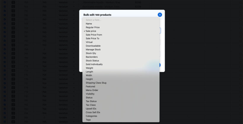 Setary bulk edit data fields