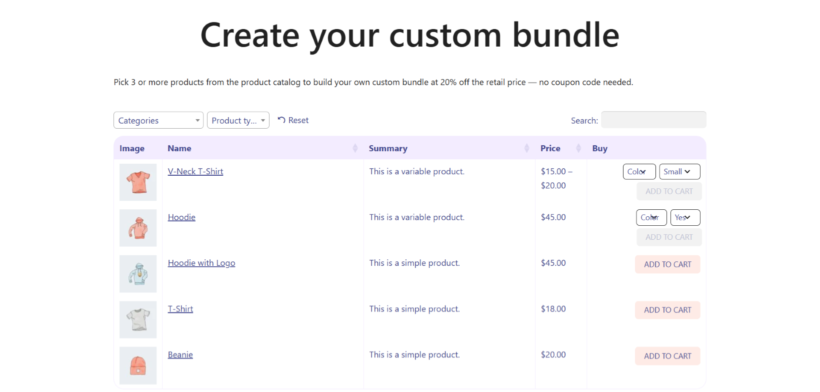 bundle marketing - woocommerce product table 2