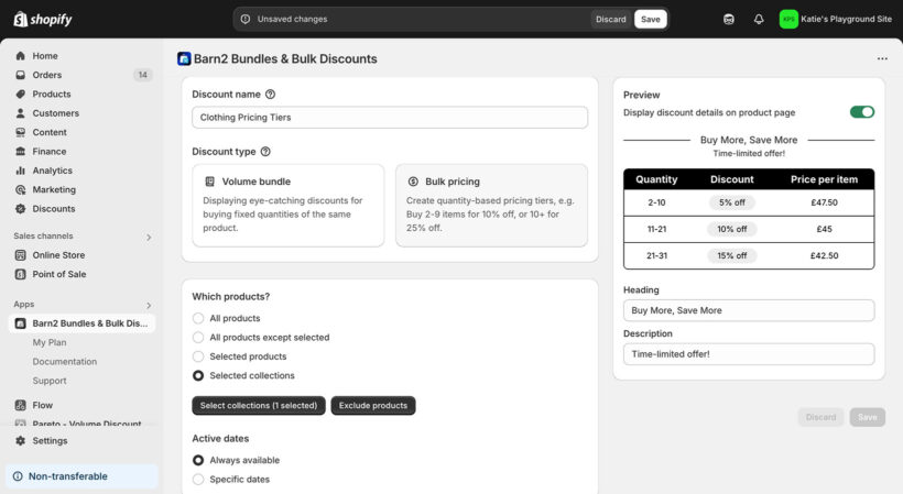 Barn2 Bundles Bulk Discounts Shopify Tiered Pricing Create