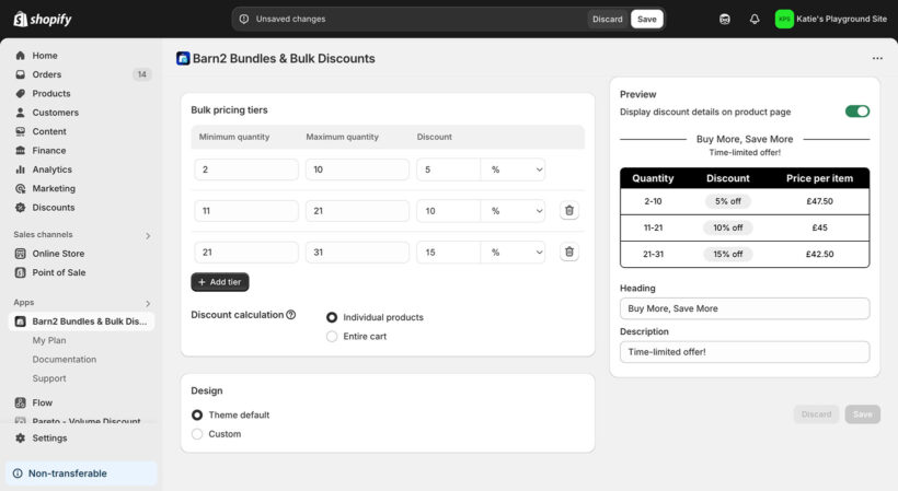Barn2 Bundles Bulk Discounts Shopify Tiered Pricing Create Add Tiers