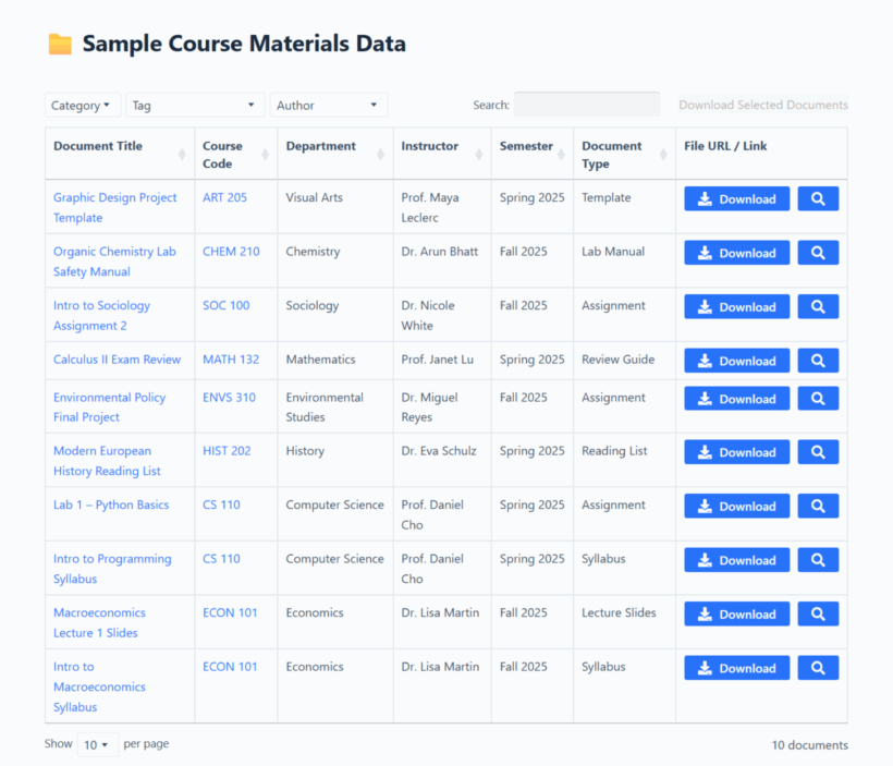 Document Library Pro - Table View
