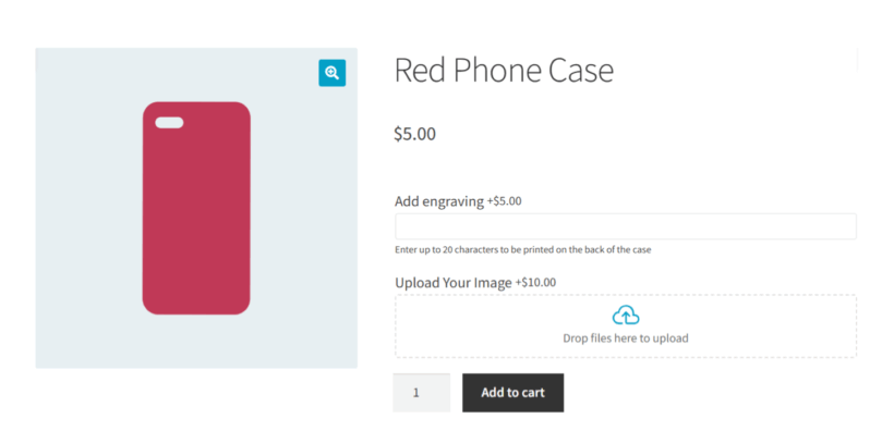 WooCommerce Product Options - Red Phone Case