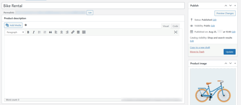 WooCommerce bookable products - edit product page