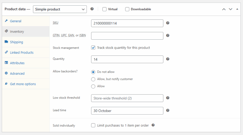 Individual lead time