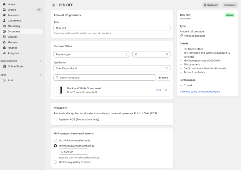 Shopify native discount