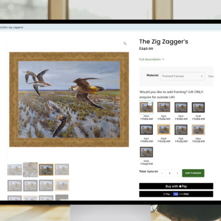 How Andrew Ellis Art uses product options to show canvas frame selection