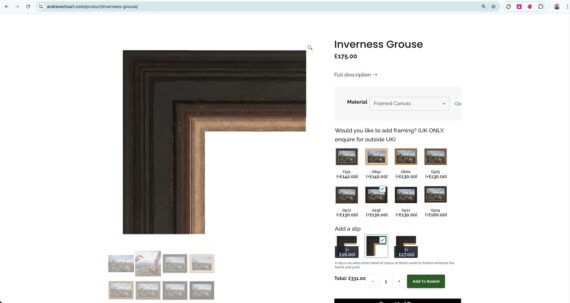 Picture frame 'with a slip' extra image option type