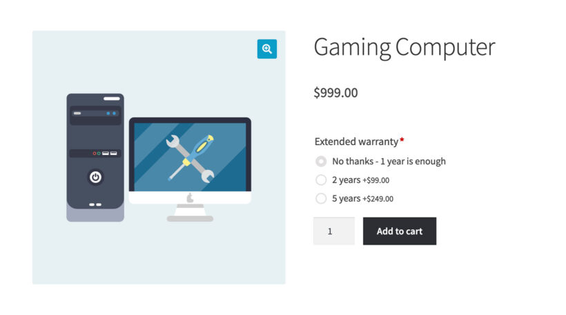 WooCommerce product add-ons options insurance warranty AOV