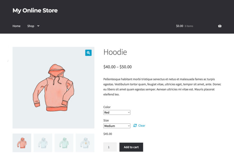 WooCommerce variable product type