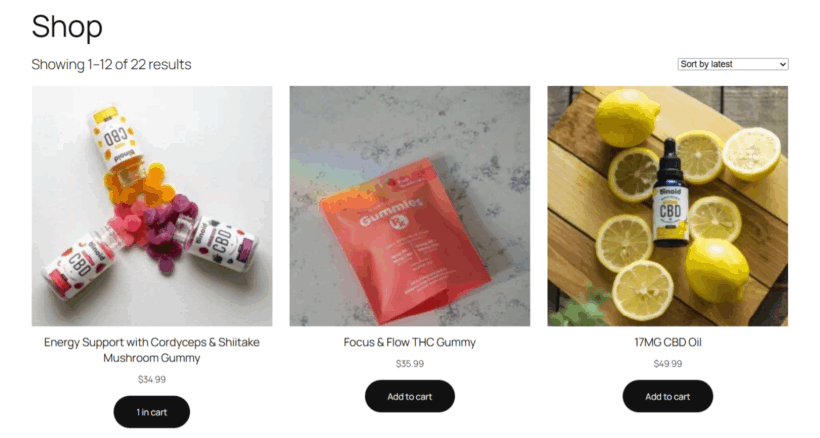 WooCommerce CBD - Shop page 2