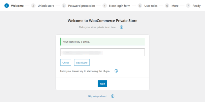 WooCommerce Private Store - setup wizard 1