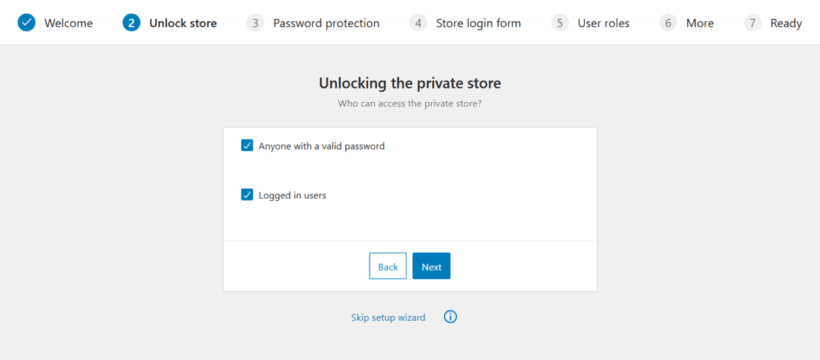 WooCommerce Private Store - setup wizard 2