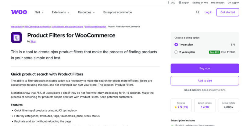 WooCommerce product filters plugin
