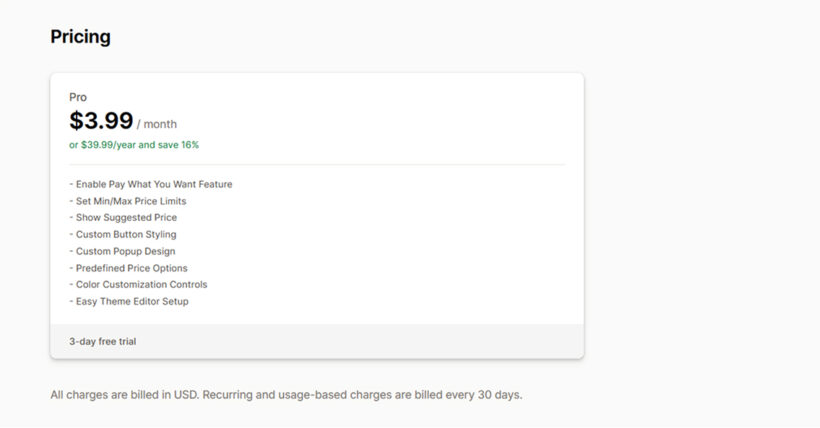 Shopify predefined price limits