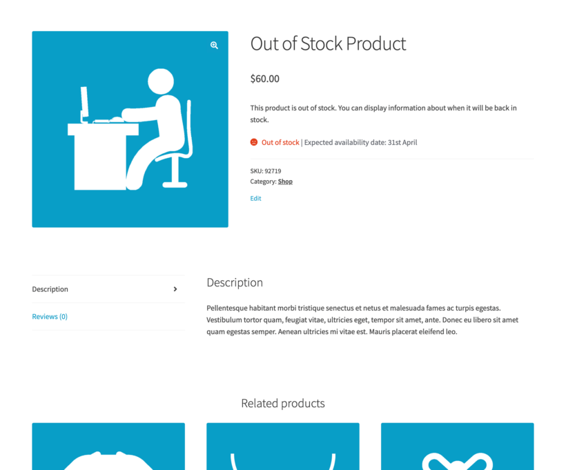 WooCommerce Lead Time Screenshot Out of Stock Product Availability Date