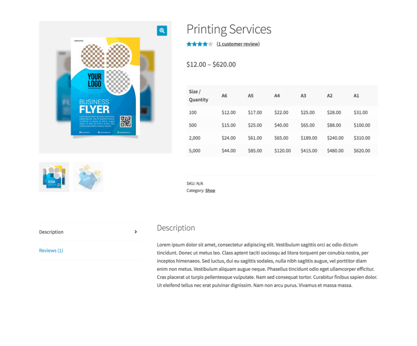 WooCommerce variations price matrix plugin