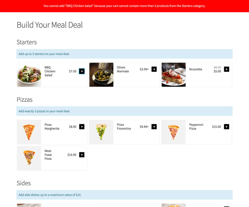 WooCommerce quantity plugin screenshot restaurant