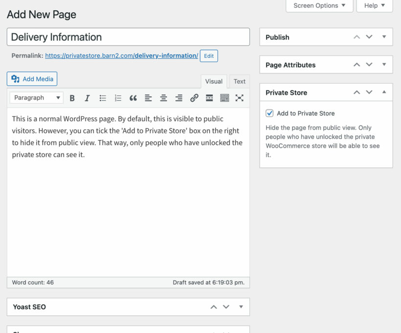 Hide additional pages from WooCommerce