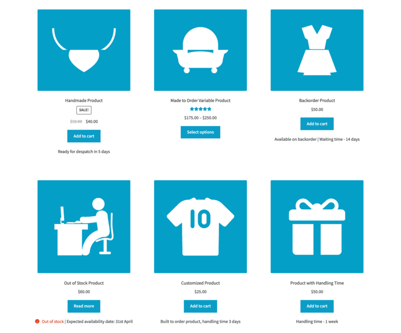 Display product lead time WooCommerce shop page