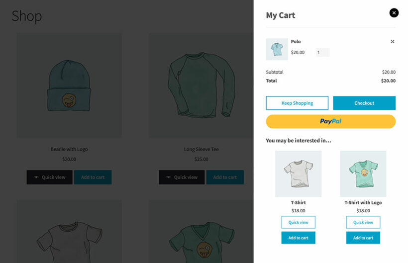 WooCommerce Quick View plugin popup cart