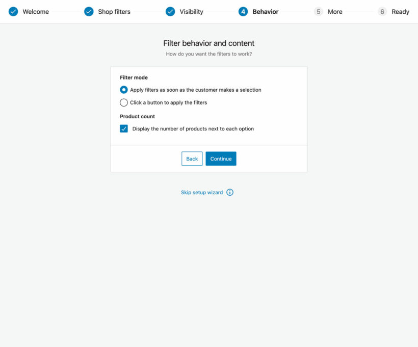 WooCommerce AJAX filter plugin with product count screenshot