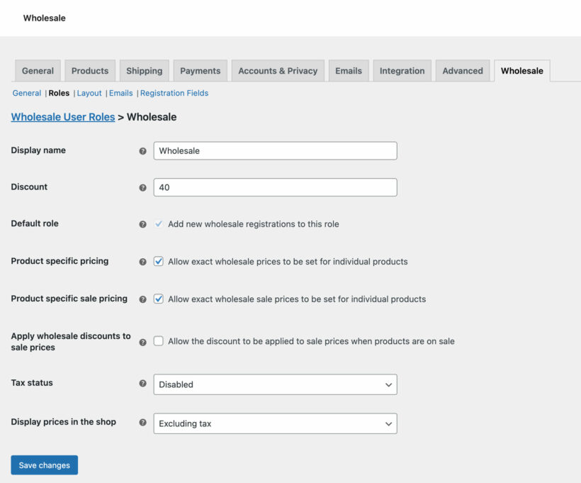 Create wholesale role WooCommerce screenshot