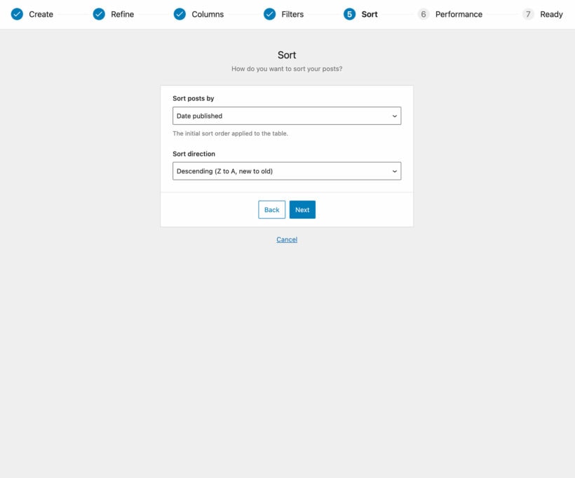 Change sort order WordPress table screenshot