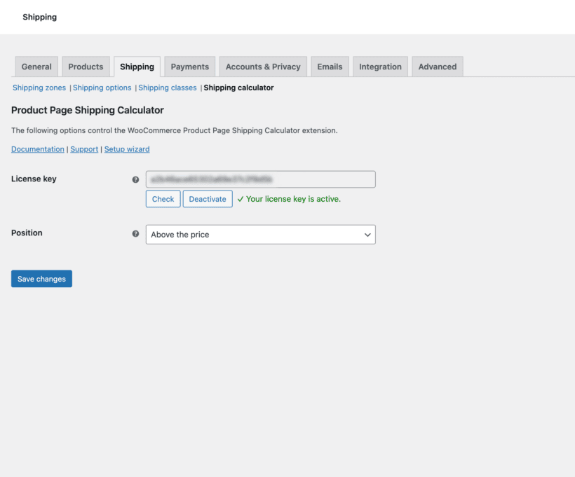Position for product page shipping calculator