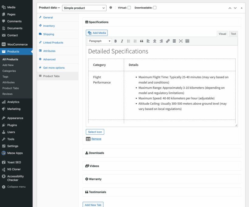 WooCommerce Product Tabs Add Global Tab