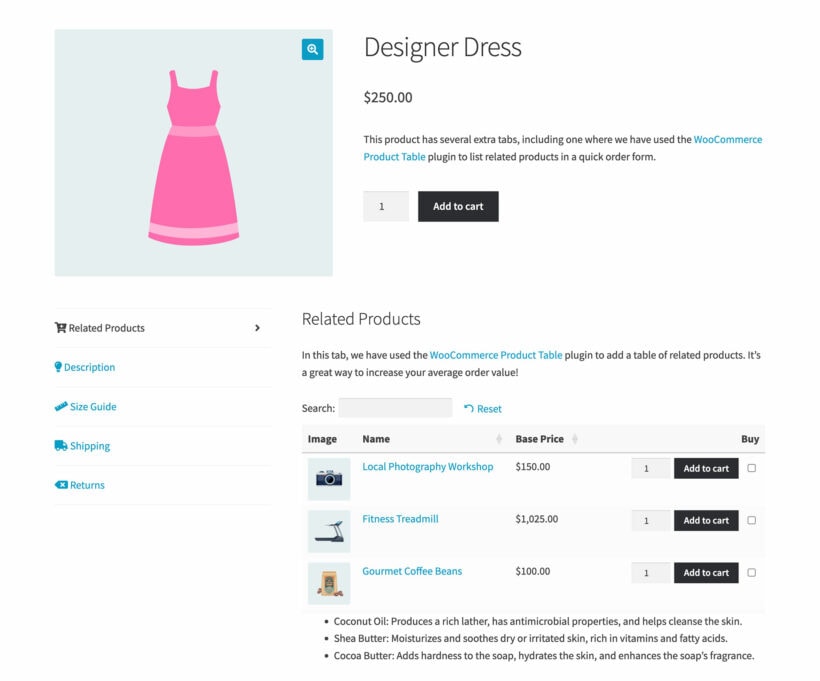 WooCommerce Product Tabs related products