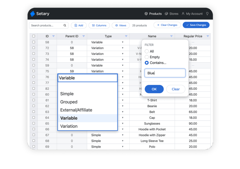 Setary WooCommerce bulk edit plugin
